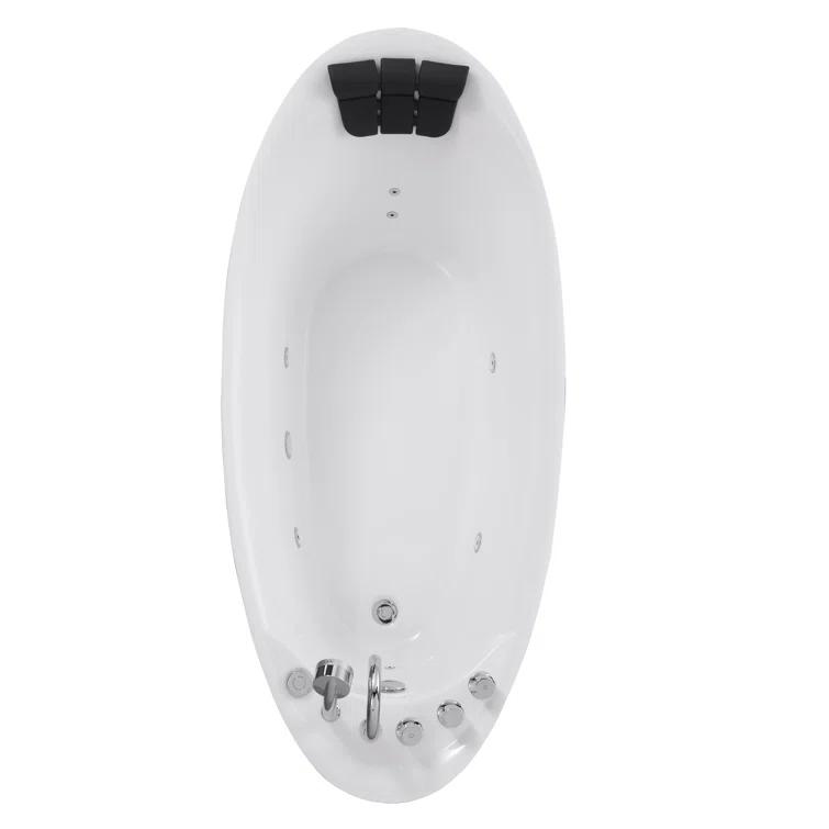 Empava EMP-67AIS02 67'' x 29.5'' Freestanding Whirlpool Plastic / Acrylic Bathtub with Faucet