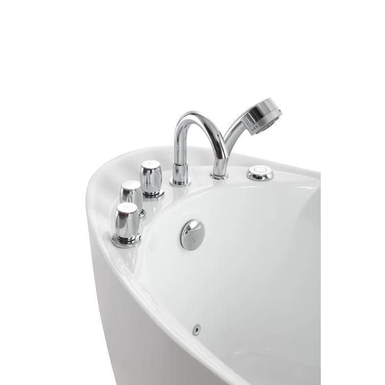 Empava EMP-67AIS02 67'' x 29.5'' Freestanding Whirlpool Plastic / Acrylic Bathtub with Faucet