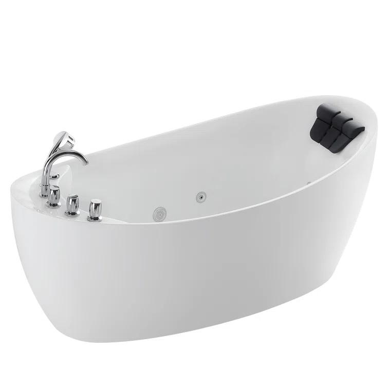Empava EMP-67AIS02 67'' x 29.5'' Freestanding Whirlpool Plastic / Acrylic Bathtub with Faucet