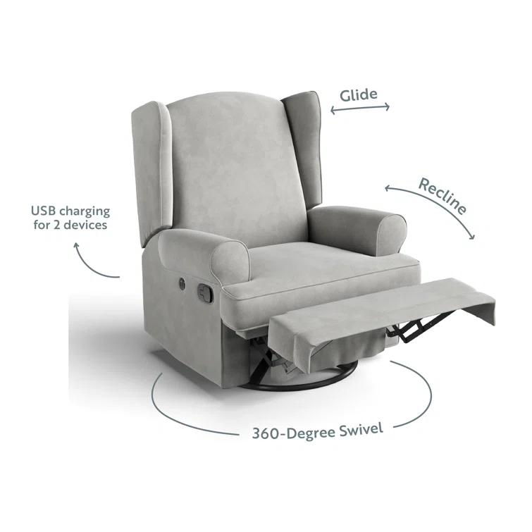 Serenity Swivel Reclining Glider with USB