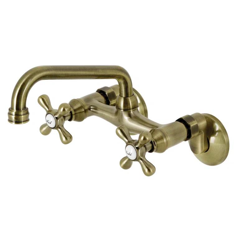 Kingston Brass Kingston Double-Handle 2-Hole Wall-Mount Bridge Kitchen Faucet