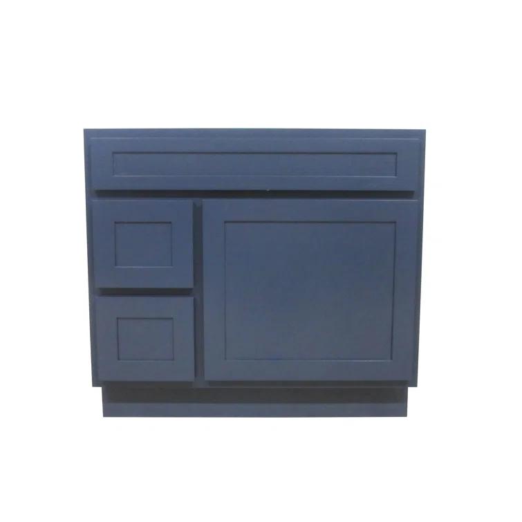 Vanity Art 36 Inch Single Shutter Door Bathroom Vanity Base Cabinet with 2 Functioning Shaker Drawers, Strudy Floor Mount Storage Cabinet Organizer for Bedroom, Living Room, Kitchen, VA4036-2LBLUE