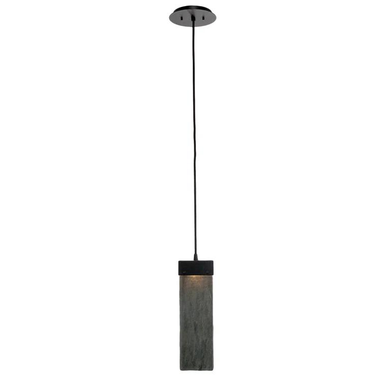 Parallel Modern Matte Black Smoke Granite LED Pendant Light