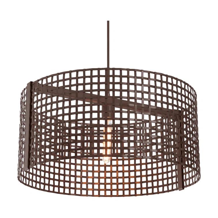 Tweed Drum Chandelier with Frosted Glass