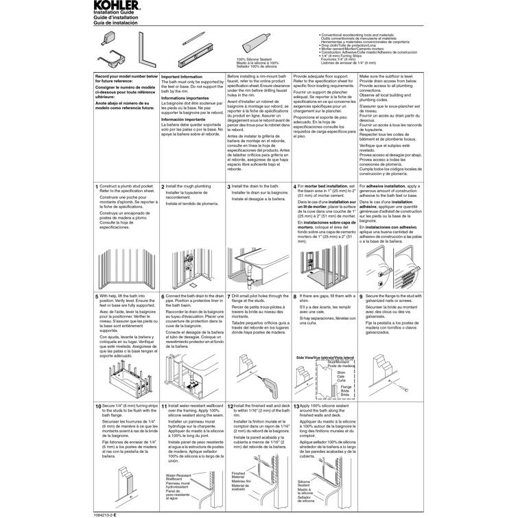 Bancroft® 60" x 32" Alcove Soaking Acrylic Bathtub
