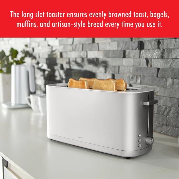 ZWILLING J.A. Henckels ZWILLING Enfinigy, 4-Slice Long Slot Toaster, Extra Wide 1.5" Slots for Bagels and Toast