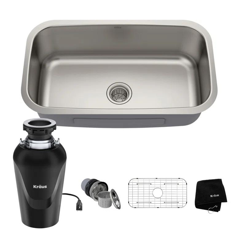 Kraus Premier 31.5-inch 18 Gauge Undermount Kitchen Sink with Waste Guard™ Garbage Disposal