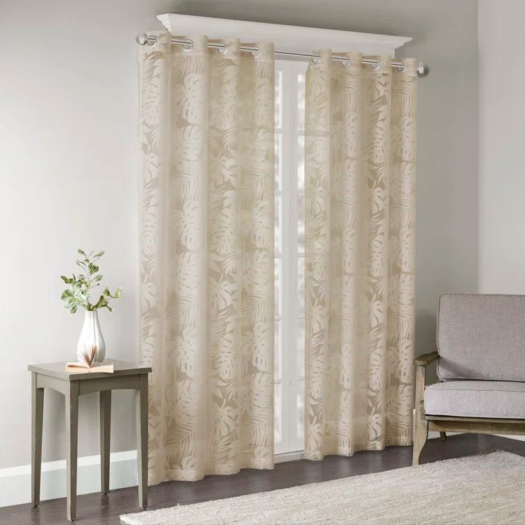 Madison Park Leilani Palm Leaf Burnout Window Sheer
