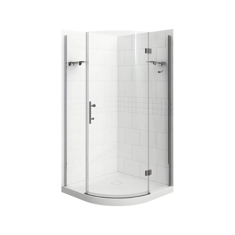 A&E Bath and Shower Risco 38'' W 75'' H Frameless Round Reversible Shower Kit Risco-38