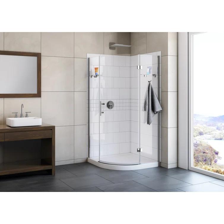 A&E Bath and Shower Risco 38'' W 75'' H Frameless Round Reversible Shower Kit Risco-38