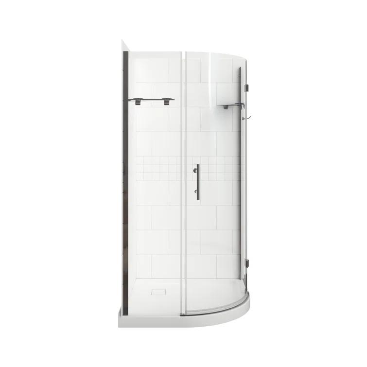 A&E Bath and Shower Risco 38'' W 75'' H Frameless Round Reversible Shower Kit Risco-38