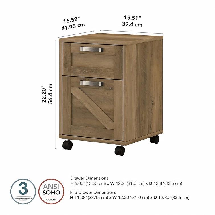 Cowden 16"W 2 -Drawer Mobile Vertical Filing Cabinet