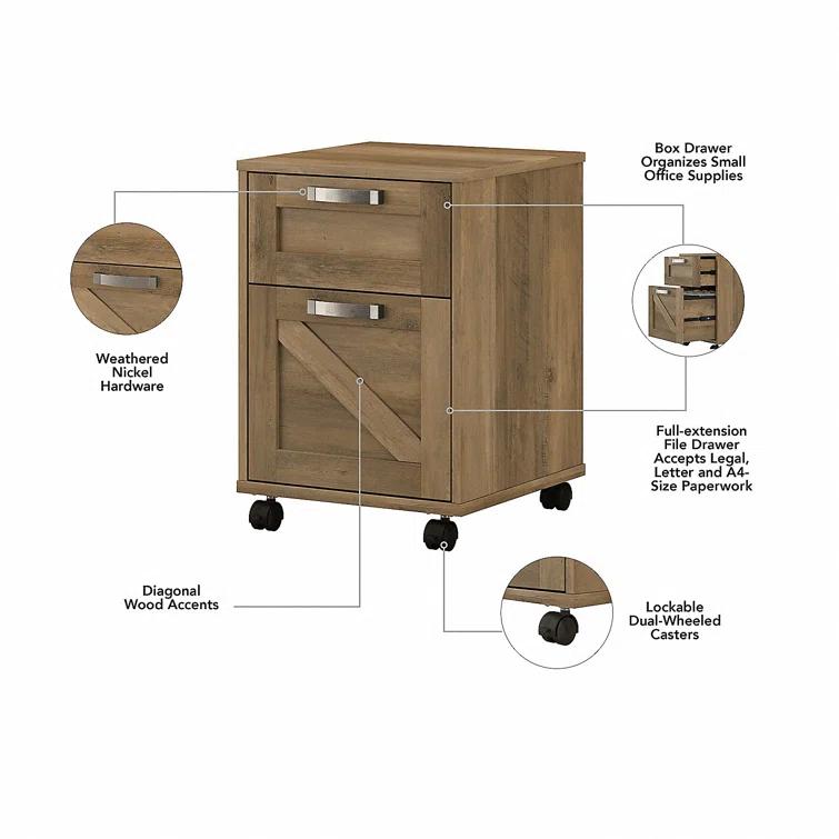 Cowden 16"W 2 -Drawer Mobile Vertical Filing Cabinet