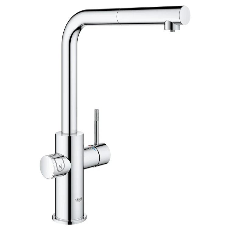 Blue Pull Out Single Handle Kitchen Faucet with Accessories