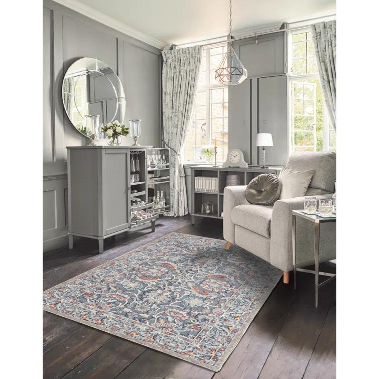 Laura Ashley Turkish Mystic Chenille Medallion Area Rug_Navy/Navy