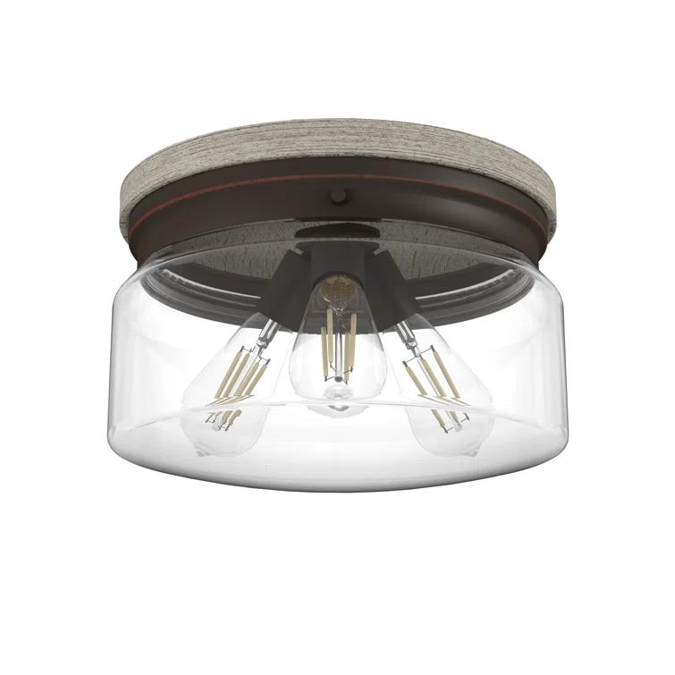 Hunter Fan Hunter Devon Park Onyx Bengal And Barnwood 3 Light Flush Mount Ceiling Light Fixture