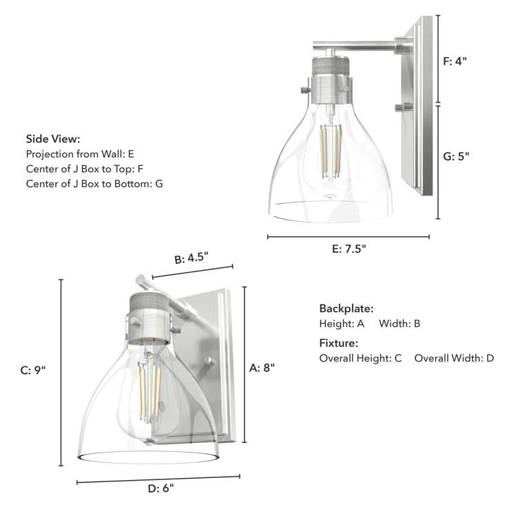 Hunter Van Nuys Brushed Nickel 1 Light Sconce Wall Light Fixture