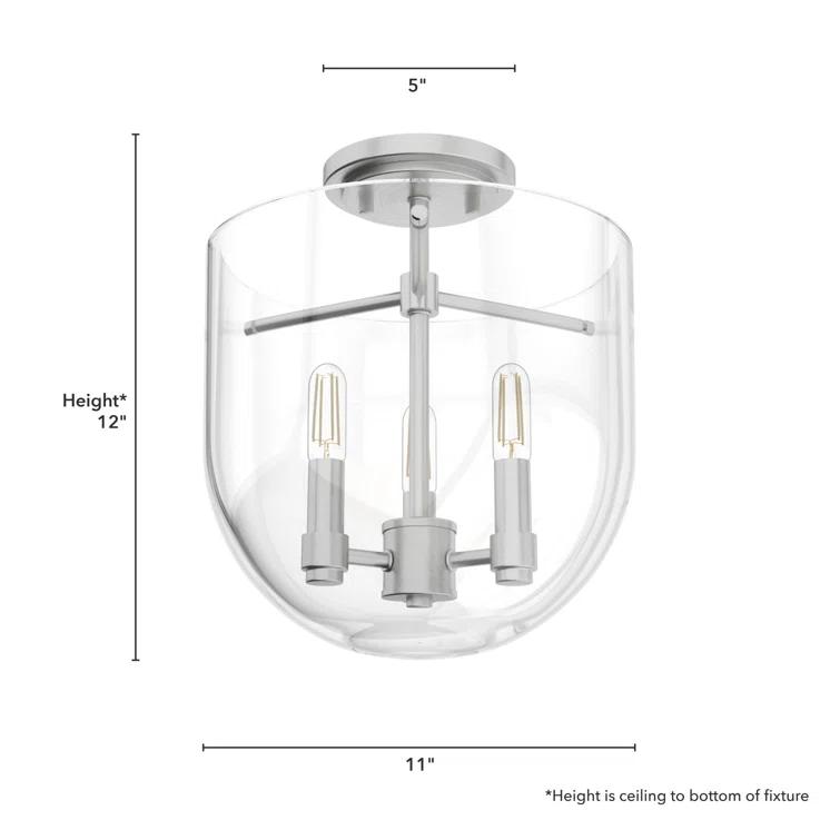 Hunter Sacha Natural Iron 3 Light Flush Mount Ceiling Light Fixture