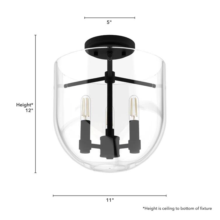 Hunter Sacha Natural Iron 3 Light Flush Mount Ceiling Light Fixture