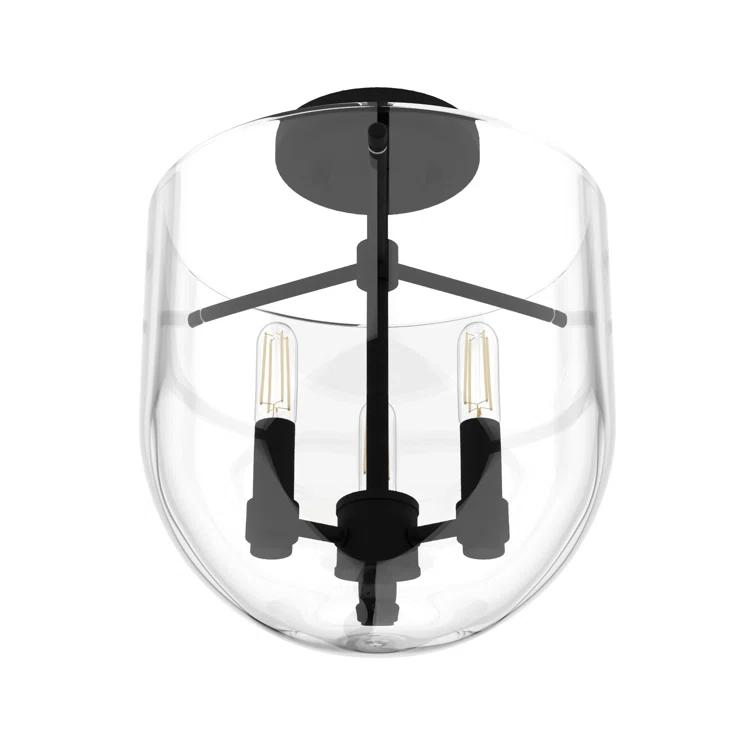 Hunter Sacha Natural Iron 3 Light Flush Mount Ceiling Light Fixture