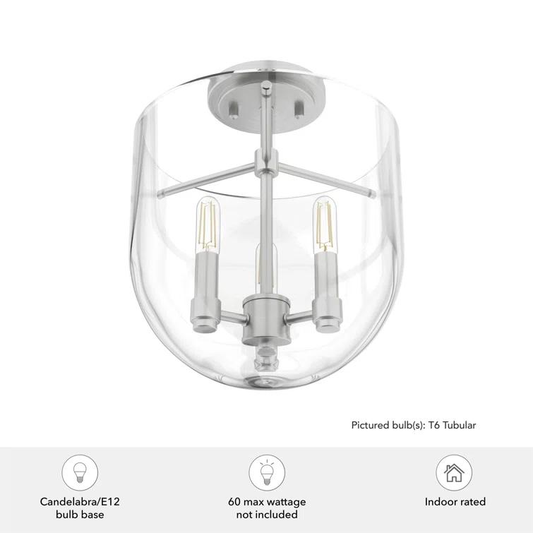 Hunter Sacha Natural Iron 3 Light Flush Mount Ceiling Light Fixture