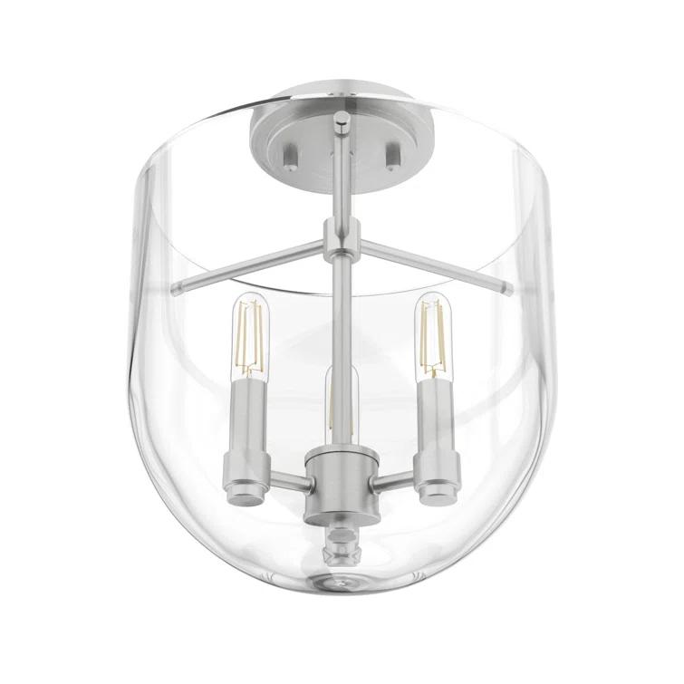 Hunter Sacha Natural Iron 3 Light Flush Mount Ceiling Light Fixture