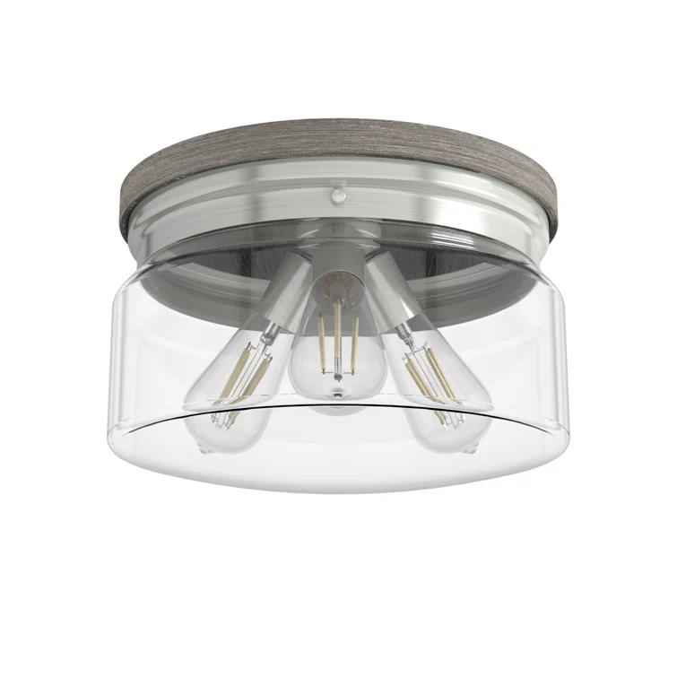 Hunter Devon Park Onyx Bengal And Barnwood 3 Light Flush Mount Ceiling Light Fixture