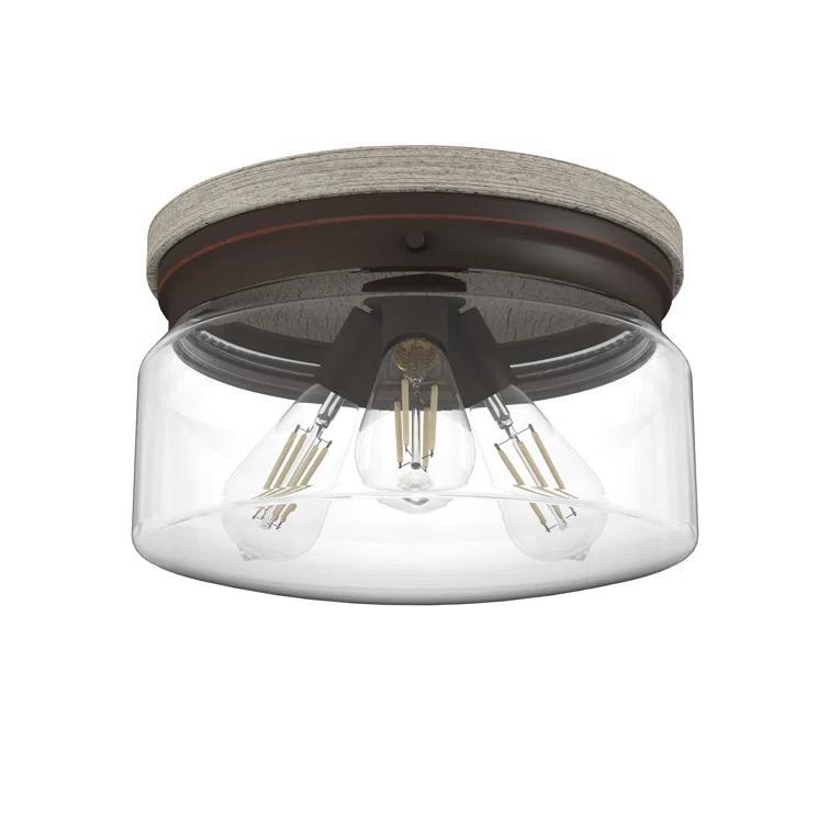 Hunter Fan Hunter Devon Park Onyx Bengal And Barnwood 3 Light Flush Mount Ceiling Light Fixture