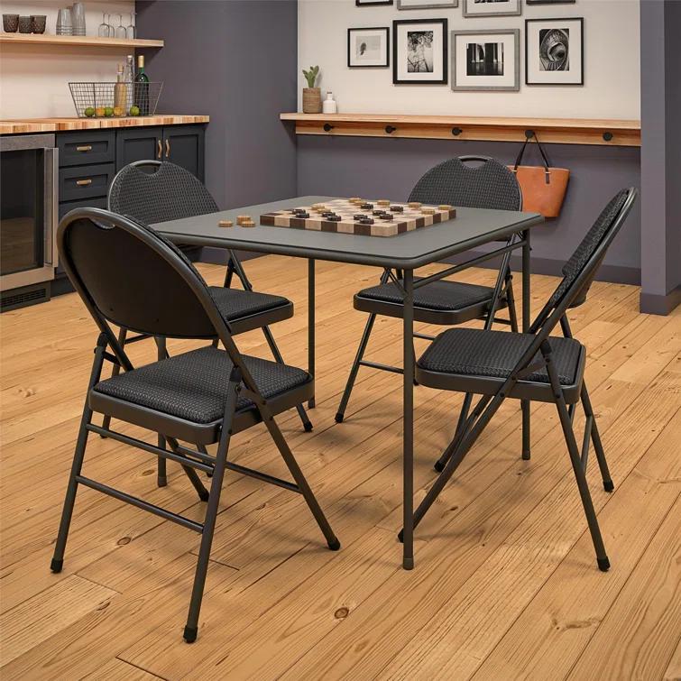 COSCO COSCO Commercial XL Comfort Fabric Padded Metal Folding Chair, Triple Braced (Set of 4)