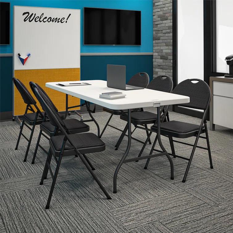 COSCO COSCO Commercial XL Comfort Fabric Padded Metal Folding Chair, Triple Braced (Set of 4)