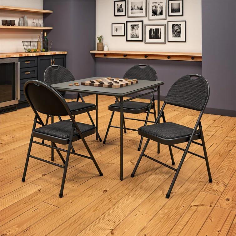 COSCO COSCO Commercial XL Comfort Fabric Padded Metal Folding Chair, Triple Braced (Set of 4)