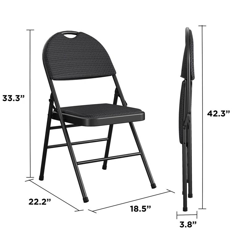 COSCO COSCO Commercial XL Comfort Fabric Padded Metal Folding Chair, Triple Braced (Set of 4)