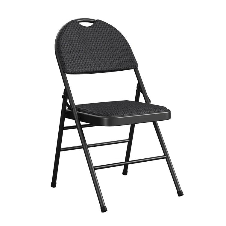 COSCO COSCO Commercial XL Comfort Fabric Padded Metal Folding Chair, Triple Braced (Set of 4)