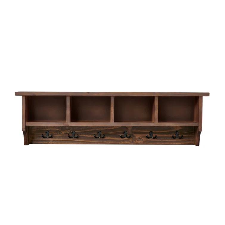 48 in. Pomona Metal & Wood Entryway Coat Hook with Storage Cubbies
