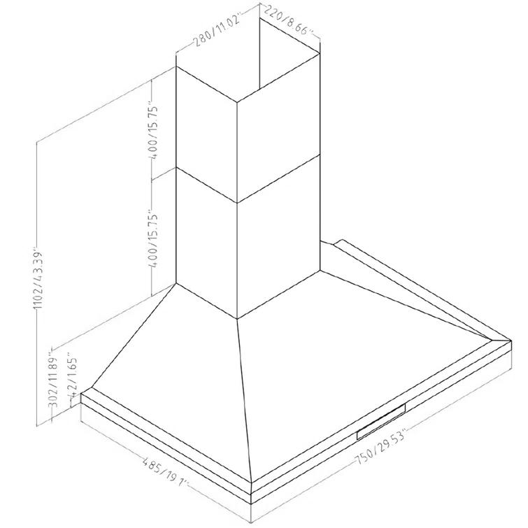 CAVALIERE 30" inch 462 CFM Convertible Digital Wall Mount Range Hood Included Charcoal Filter in Stainless Steel