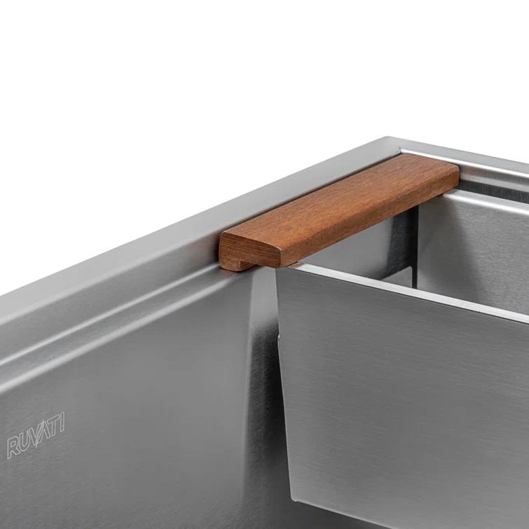 Ruvati Workstation Sink Replacement Colander Stainless Steel with Wooden Handles