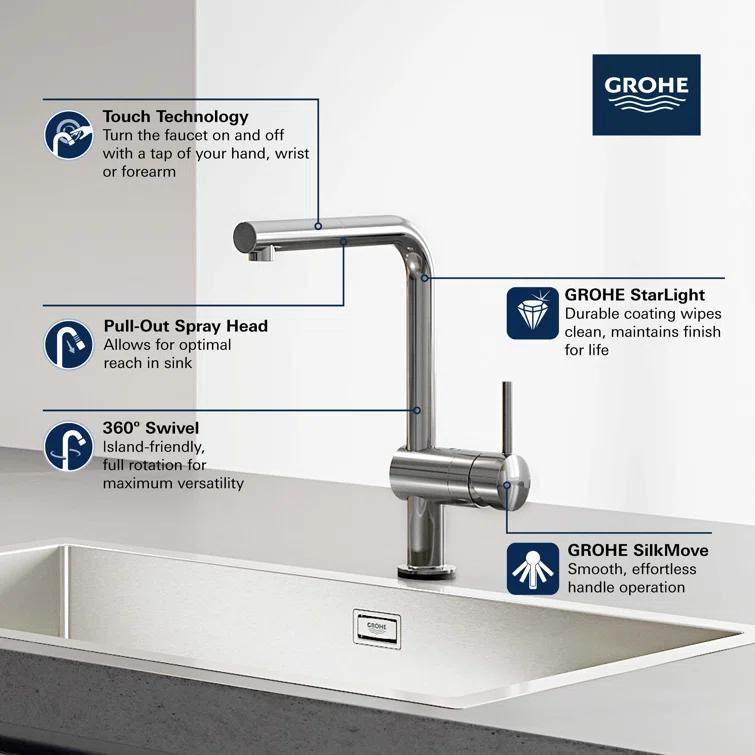 Minta® Pull Out Touch Single Handle Kitchen Faucet