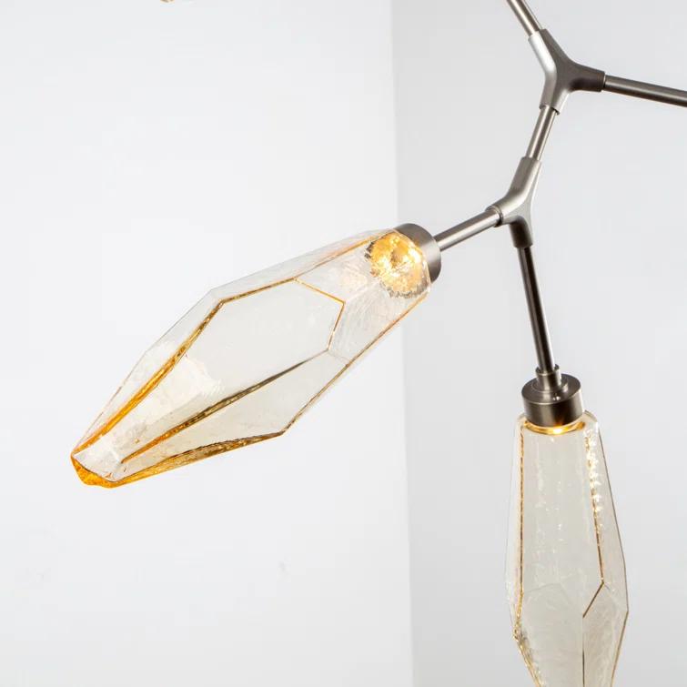 Rock Crystal 6 - Light Dimmable LED Modern Linear Chandelier