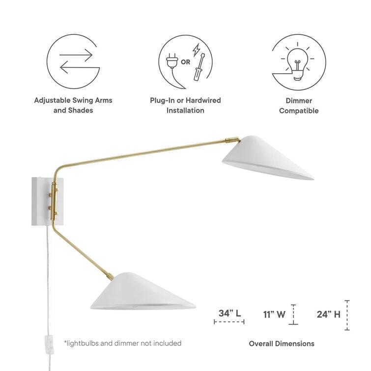 Modway Journey 2-Light Swing Arm Wall Sconce