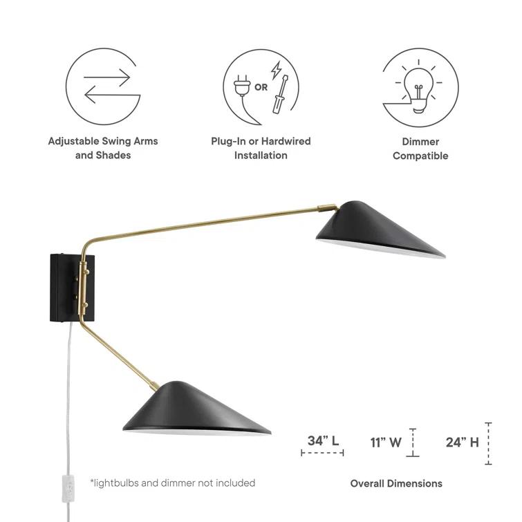 Modway Modway Journey 2-Light Swing Arm Wall Sconce