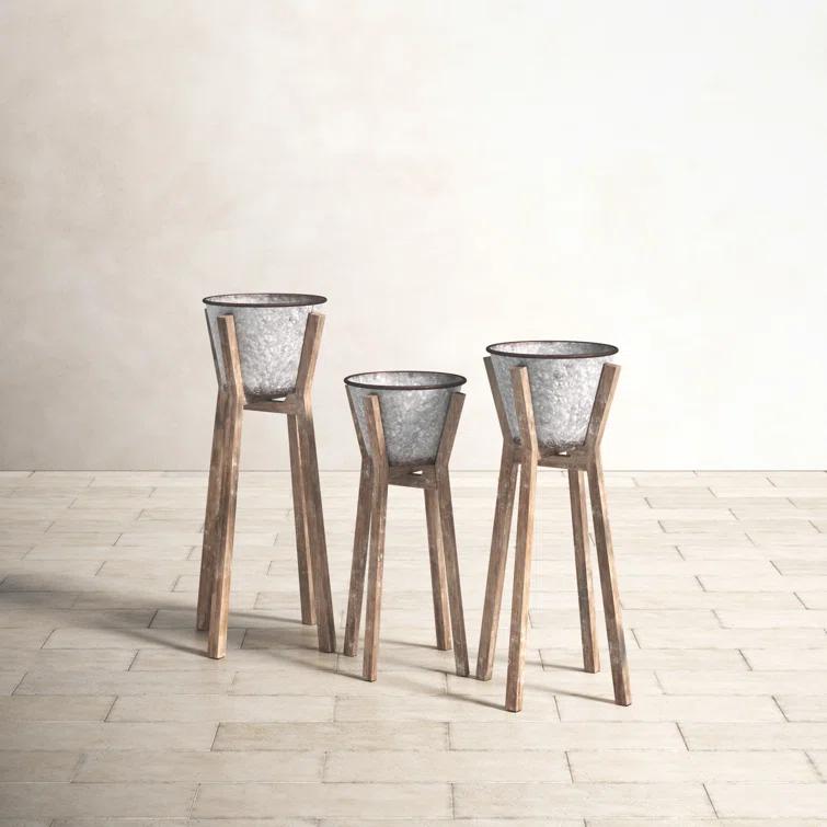 Aberdeen Modern Metal Indoor Farmhouse Pot Planter Set