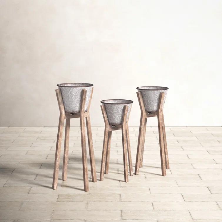 Aberdeen Modern Metal Indoor Farmhouse Pot Planter Set