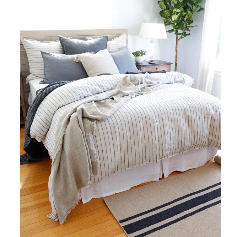Blake Linen Duvet by Pom Pom at Home - Flax and Midnight / Queen