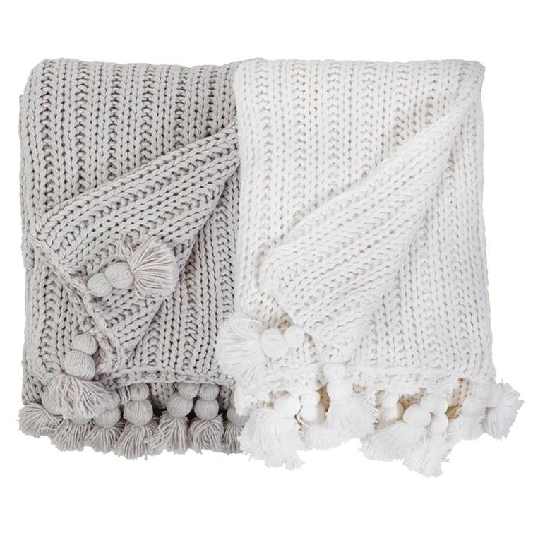 Anacapa Oversized Throw by Pom Pom at Home - Light Gray