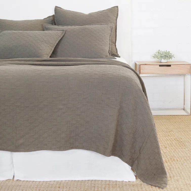 Ojai Cotton Matelasse Euro Sham by Pom Pom at Home - Pebble / Euro