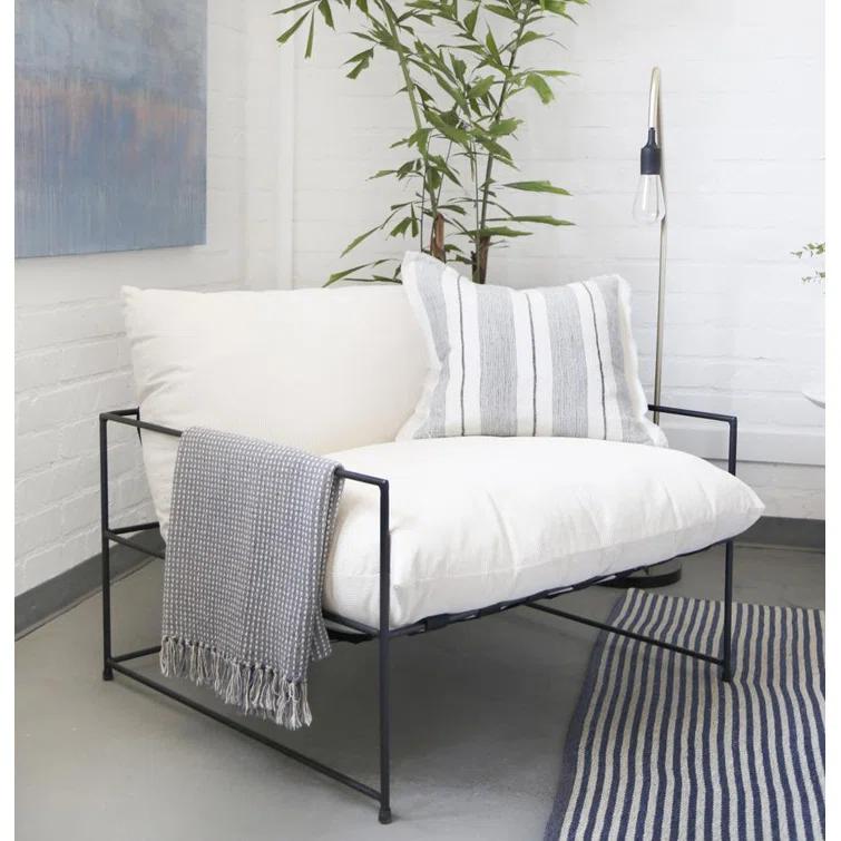 Laguna Linen Pillow by Pom Pom at Home - Charcoal / 20" x 20" / Down