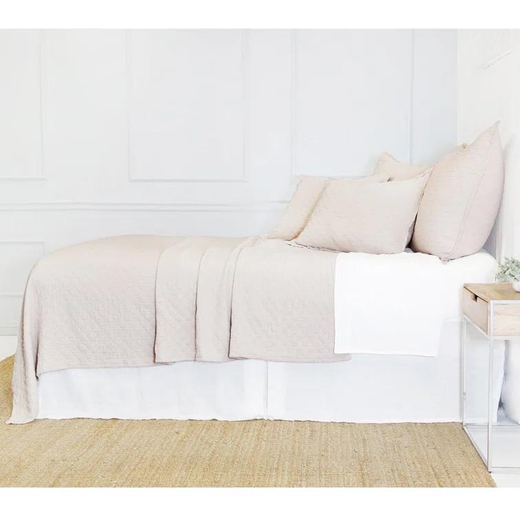 Ojai Cotton Matelassé Coverlet by Pom Pom at Home - Blush / Queen