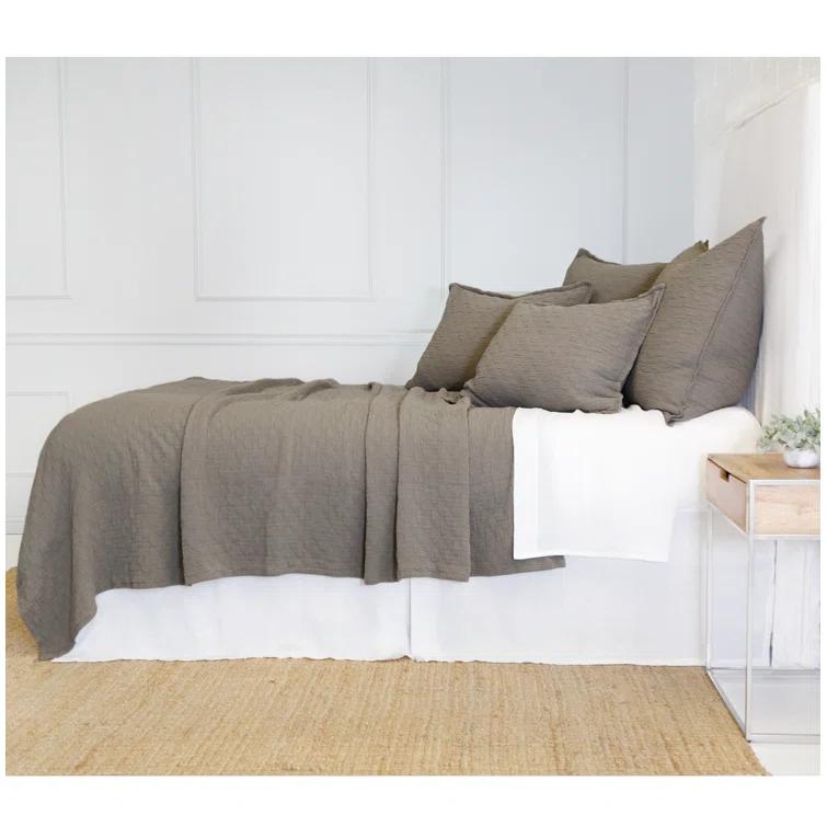 Ojai Cotton Matelasse Euro Sham by Pom Pom at Home - Pebble / Euro