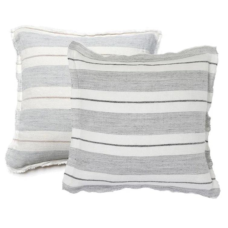 Laguna Linen Pillow by Pom Pom at Home - Charcoal / 20" x 20" / Down