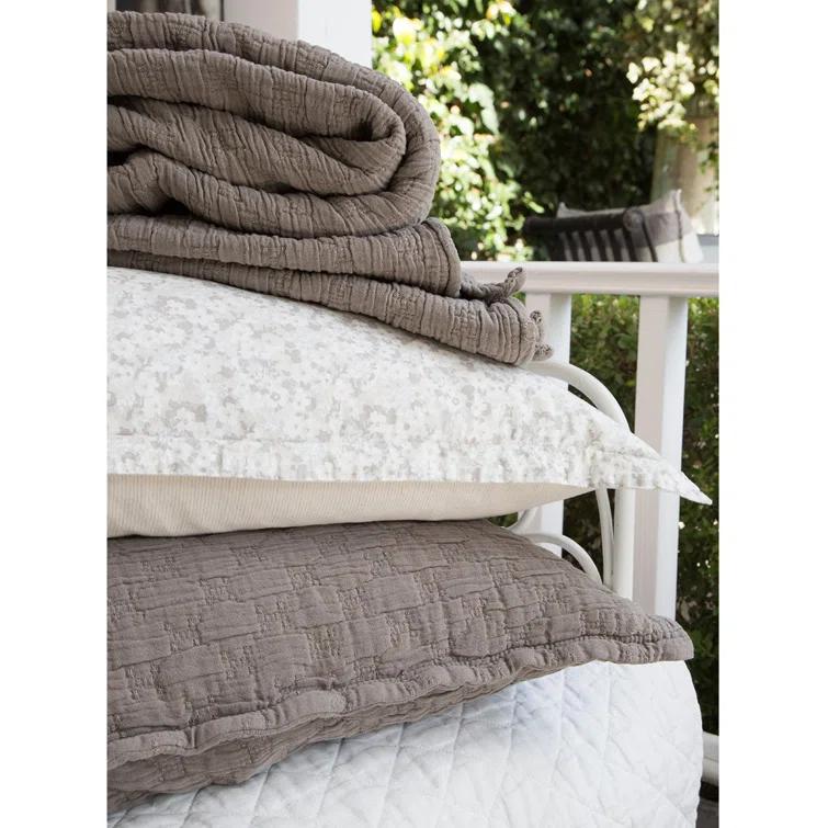 Ojai Cotton Matelasse Euro Sham by Pom Pom at Home - Pebble / Euro